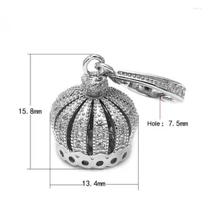 Pendant Necklaces 13.4x15.8mm Zircon Pave Sterling Silver Royal Crown Tassels Necklace Pendants Fine Jewelry Findings Accessories SP-CZ008