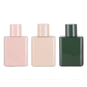 Atomizer parfüm şişesi boş kare şekil 50ml pembe yeşil doldurulabilir konteyner kokusu kozmetik ambalaj cam vasat sis şişeleri