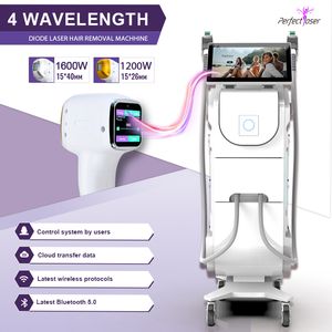 Highly Rated 4 Wavelength Diode Laser Hair Removal Equipment skin rejuvenation 1200W & 1600W powerful output