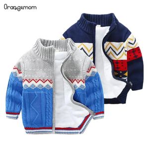 Brand Children Sweter Winter Spring Dzieci Krysze Swetery dla chłopców Gruba kurtka dla niemowląt aksamitna szary i niebieski płaszcz 231226