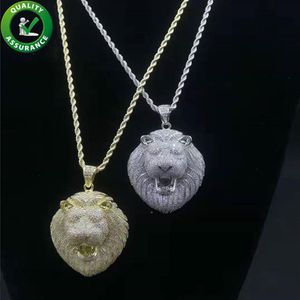 Ciondolo ghiacciato Catene Hip Hop Bling Gioielli da uomo Collana di design di lusso da uomo Pendenti con catena in oro Diamante Leone Rapper Moda Ac275D