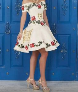 Little White Dress Short Prom Homecoming Dresss Off Applique Applique Floral Dayation Case 231227