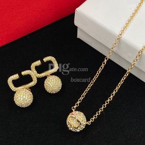 Luxus voller Strassohrringe Golden Kette Halsketten Sets mit Geschenkbox glänzender Diamant Halskette Sets Geburtstagsgeschenk Valentinstag Day