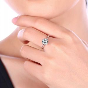 Solitaire الفاخرة 1CT مختبر الخاتم الماسي 100 ٪ حقيقي 925 الجنيه الاسترليني خواتم الزفاف الخواتم الزفاف للنساء مجوهرات حفلات الزفاف 297P