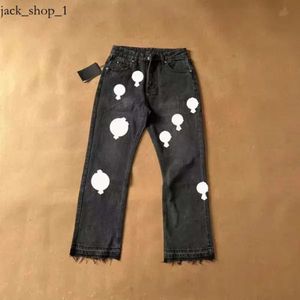 Chromees Hearts Designer Mens Womens Purple Jeans Fashion by Heart Pants Cross Casual Streetwear Chromeheart 836