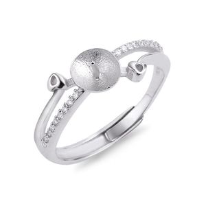 Anello con perla d'acqua dolce Disegni di montaggio per donna Anello in argento sterling 925 con zirconi Accessori grezzi 5 pezzi270l