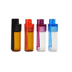 Akrylglas Snuff Pill Box Case Bullet Rocket Rökning Tillbehör 36mm 51mm Två storlek Containerlådor med sked flera färger i lager