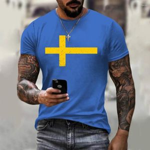 Erkekler Tişörtleri Komik İsveçli Bayrak Vintage Look Style Shirt Erkekler Retro Hissedilen İsveç Kronor Unisex T-Shirt Serin Sverige Tshirts