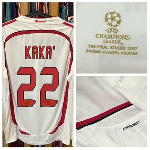 Gara Indossata Giocatore edizione 06/07 finale ucl Maglia Maglia Maniche lunghe Calcio Kakà Maldini Patch personalizzate Sponsor