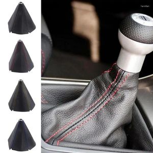 Interior Accessories PU Leather Car Shift Collar Universal Carbon Fiber Boot Cover For Automobile Manual Stick Knot Gear Covering Cloths