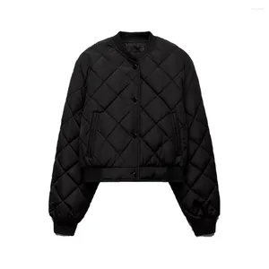 Women's Trench Coats Zach Aiisa High Quality Fall Arrival Fashion Long Sleeve Single Breasted Diamond Check Cropped Bomber Jacket