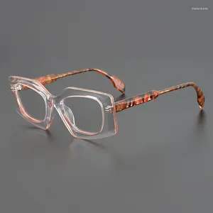 Okulary przeciwsłoneczne ramy niszowe ręcznie robione okulary ramy mężczyzn i kobiety duża szeroka krawędź moda przezroczysty kolorowy kolor kwas octowy recepta optyczna