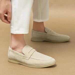 Scarpe di guida in pelle scamosciata sociale uomini in pelle genuina casual marca di lusso morbido mocasins mocassini slip su scarpa da passeggio per il tempo libero 231227