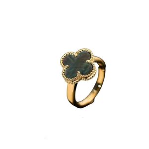 Van Clover Designer Rings For Women Original Quality Band Rings Golden Four Leaf Grass Ring Silver Versatile Trend Ring