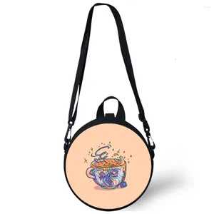 Borse da sera Simpatico cartone animato Tazza Animale Bambino Borsa da scuola materna Stampa 3D Crossbody Spalla per le donne della scuola Mini Zaini rotondi Rugtas