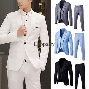 3 Pieces Sets Men Blazers 2023 Wedding Formal Suits Elegant Business Luxury Full Vest Pants Coats Classic Jackets Male Work Wear 231227