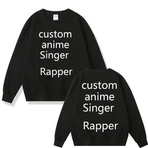 Personalizzato Uomo Donna Anime Manga Felpa personalizzata Fai da te Hiphop Rapper Cantante Rock Band Felpe Stile divertente Pullover con cappuccio Uomo 231226