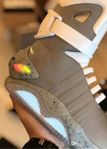 2024 Buty Casual SS Nowa moda automatyczna sznurowadła Air Mag Sneakers Marty McFly Buty z powrotem do przyszłego blasku w ciemnoszarych butach McFlys Sneakers TOP QU 956