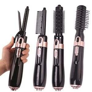 Żelazę Curling Irons 4 w 1 wielofunkcyjny pędzel powietrzny grzebień grzebień elektrycznej suszarki do włosów Staightener obrotowy żelaza Styler 23050