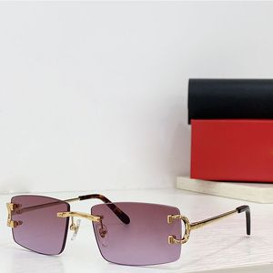 Luxury box sunglasses for men and women fashion frameless color changing glasses designer metal legs top of the line original packaging box CT0166O