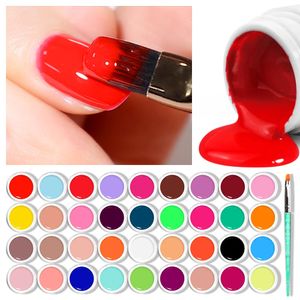 36 Color Gel Nail Polish Nail Art Pigment Set UV Gel Builder Polish Solid Glue Extension Gel With One Nail Brush 231227