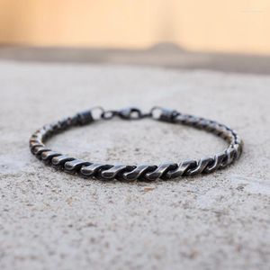 Braccialetti a maglie Acciaio inossidabile di alta qualità Nero antico 5MM Donna Uomo Catena Uomo Gioielli intrecciati alla moda