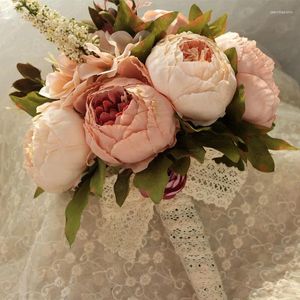 Flores de casamento Yo Cho Cho Bride Bouquet Damada de Brides Holding Bouquets Pink Diy Home Party Party Artificial Silk Peony Decorações de mesa de flores falsas