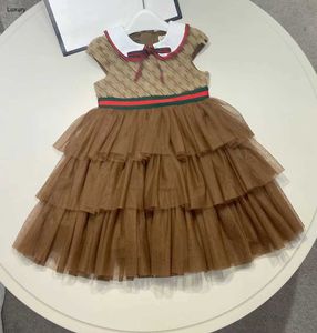 Luxury girl dress Letter logo printing baby Lace multi-layer cake skirt Size 110-160 designer child dresses toddler frock Dec20