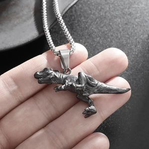 Colares Pingente Vintage Gótico Tiranossauro Rex Colar Punk 3D Dinosaur Chain para Mulheres Homens Hip Hop Rock Jóias