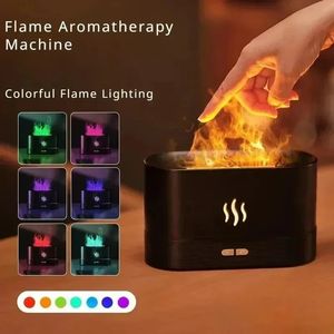 Flame Air Firidifier Aromatic Essential Oil Diffuser Ultrasonic Fogger Color LED Essential Oil Flame Lamp Bedroom Decoration 231226
