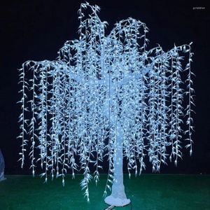 Flores decorativas Decoraciones navideñas LED Sauce artificial Árbol llorón Luz Uso al aire libre 5400 piezas LED 3,5 m 11,5 pies de altura A prueba de lluvia