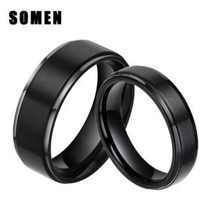 Обручальные кольца, 2 шт., 6 мм, 8 мм, наборы из 100% чистого титана, черные кольца для пар, обручальные кольца для влюбленных, ювелирные изделия Alliance Bague Homme332n