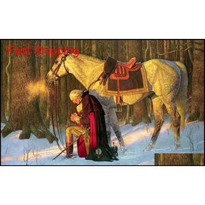 Paintings George Washington, Prayer At Valley Forge Handpainted & Hd Print War Military Art Oil Painting On Canvas,Multi Sizes /Frame Option