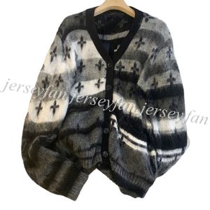 Women Men V-neck Cardigan Crew Neck Pullover Oversize Unisex Flower Style Sweaters Black Grey Color Size SML With Dust Bag 25398