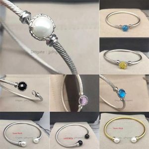 Bangle pearl bracelet Cable Prong Dy Ins love bangle S925 3MM Fashion designer Simple Series bracelets 18k Gold Setting White Women Inlai