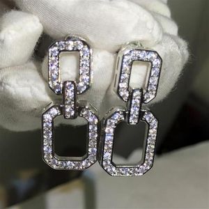 Long geometry designer Earrings stud for women Geometric Rectangle Simple Dangle Earings with CZ Diamond Stone Bling Crystal elega289m