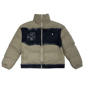 Loewee Puffer Jacket Дизайнерская модная женская жидкая серебряная джинсовая куртка с воротником-стойкой Пуховик Очень толстая куртка для мужчин и женщин Защита от холода