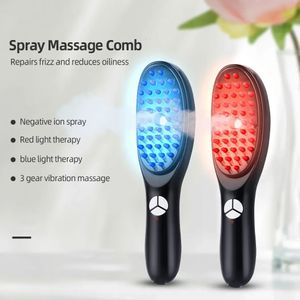 Elektrisk huvudmassage kam för hårväxt röd blå ljusterapi vibrationsmassage anti håravfall nano spray närande hårbotten 231227