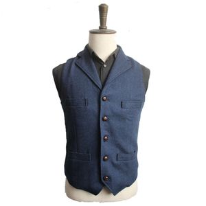 Men's Herringbone Tweed Lapel Suit Retro Wool Slim Fit Men's Vest