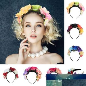 Festa decoração headband traje rosa flor coroa mexicano simation guirlanda po adereços casamento natal hairbands preço de fábrica exp dhhvp