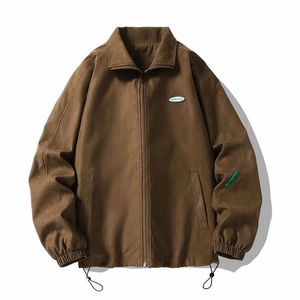 Sonbahar büyük boy bombacı ceket erkekler vintage baggy ceket moda Kore sokak giysisi zip up dış giyim üstleri üstler erkek artı boyut 3xl 231227