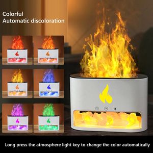 3D Flame Home Air Humidifier USB Perfume Fragrance Diffuser Crystal Salt Stone Essential Oils Diffuser with Night Light 231226