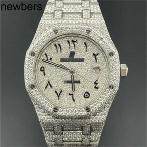 Üst Audemar Pigue APF Fabrikası İsviçre İzle Kraliyet Meşe Mens Mekanik Kol saati Buzlu Kronograf Arapça Dial Natural Diamond Watch WN-2LWGRV1D