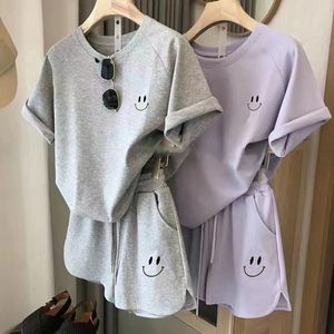 Summer Smiley Face Suit Women's Short-Sleeved Shorts Lose Casual Two-Piece Suit