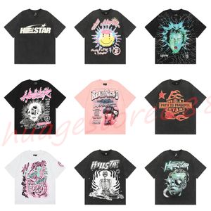 hellstar t 셔츠 래프 남성 여성 Tshirt 랩퍼 세탁 회색 헤비 크래프트 유니니스 넥스 짧은 슬리브 탑 하이 스트리트 패션 레트로 헬 여성 티셔츠 디자이너 티 크기 s-xl i9