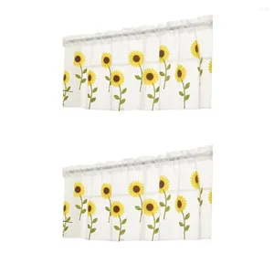 Curtain Semi-Sheer Sunflower Half Curtains Decorative Drape Valance Partition Drapes Floral Screening Decoration 0 8x0 5m