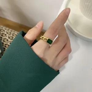 Cluster Rings Titanium With 18 K Gold Green Black Crystal Stainless Steel Jewlery Designer T Show Club Cocktail Party Rare Japan Korean