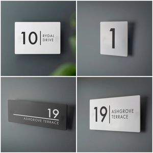 Acrylic modern home residence el restaurant door number customized street 3D house number black and white gray 231226