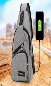 Outdoor -Taschen USB Design Sling Bag große Kapazität Sport Männer Frauen Paar Brust verkaufen Crossbody Travel Wanderung8240348
