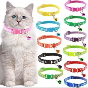 Pet Neck Collars For Puppy Cat Adjustable Dog training Necklace With Bell Colorful for Cat Puppy Leash Collars